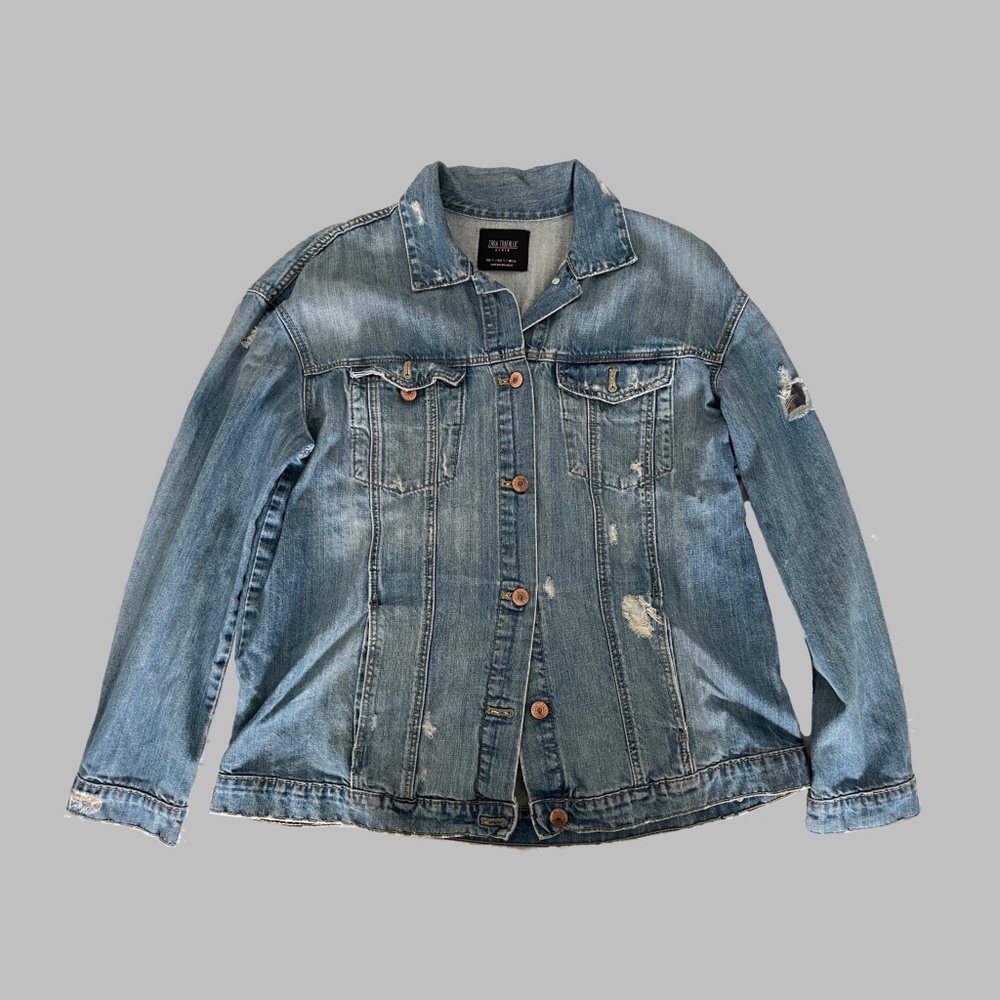Zara distressed denim jacket